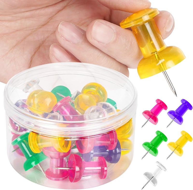DANRONG 30 PCS Jumbo Push Pins for Bulletin Board, Large Thumb Tacks for Wall, 1.81 Inch, Giant Colored Thumbtacks, Pin Tacks for Cork Board Hanging Maps Photos Posters Calendar,Office School Supplies - Image 1
